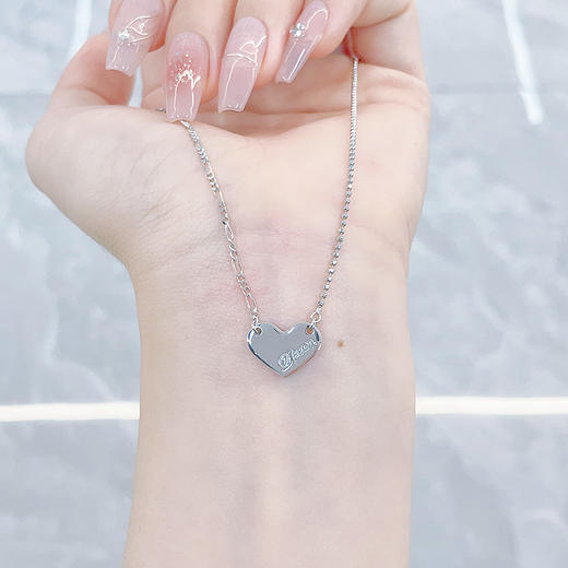 【限时8.8折】【线上铂金馆】PT950 #怦然心动 铂金实心AB调节爱心心形套链(PTTL00153)预售产品下单后不退款不退货不换货不补差价) 商品图2