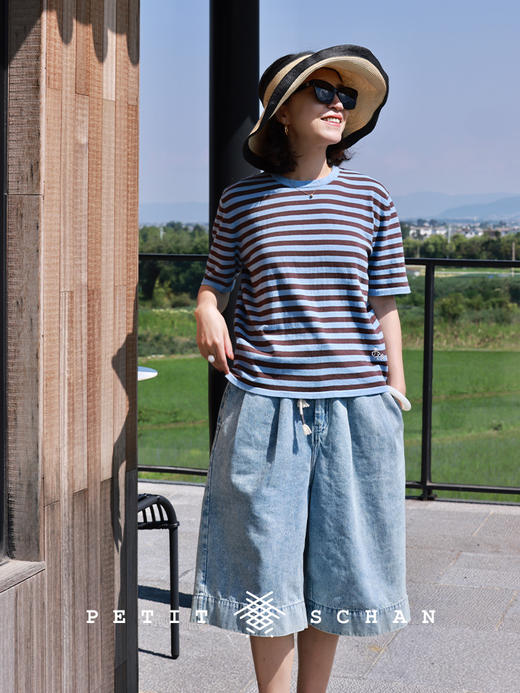 PETIT SCHAN小闪 CLO#848 Combat Hen 战斗鸡 纯棉条纹小鸡刺绣圆领套头衫 商品图5