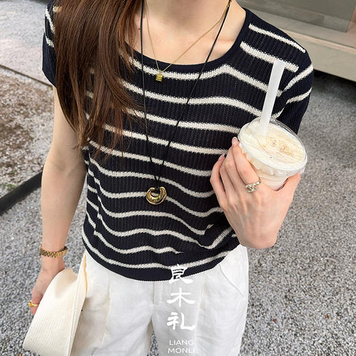 【预售7天】良木礼亚麻条纹短袖（5939） 商品图4