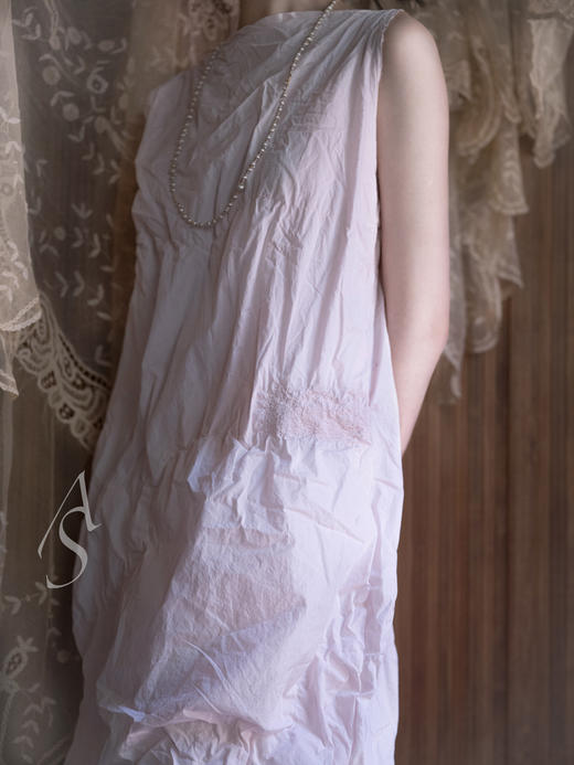 Daniela Gregis 樱花粉/白色双面肌理棉纱无袖连衣裙 商品图11