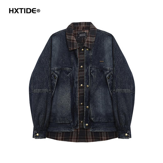 HX 冬季水洗牛仔翻领薄羽绒服假两件设计时尚保暖Z100440105101 商品图6