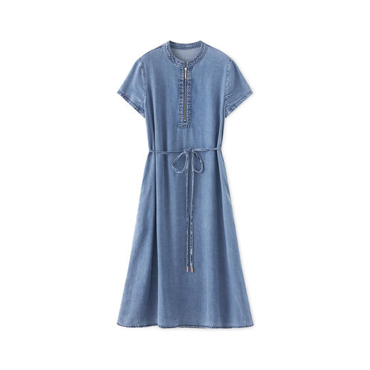 「高货wl」全新升级【铂金会员339/天猫459/差价120】(10124)洛诗琳高级感牛仔裙2025夏季系带收腰通勤复古连衣裙女 商品图4