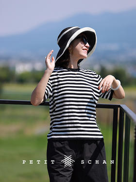 PETIT SCHAN小闪 CLO#848 Combat Hen 战斗鸡 纯棉条纹小鸡刺绣圆领套头衫