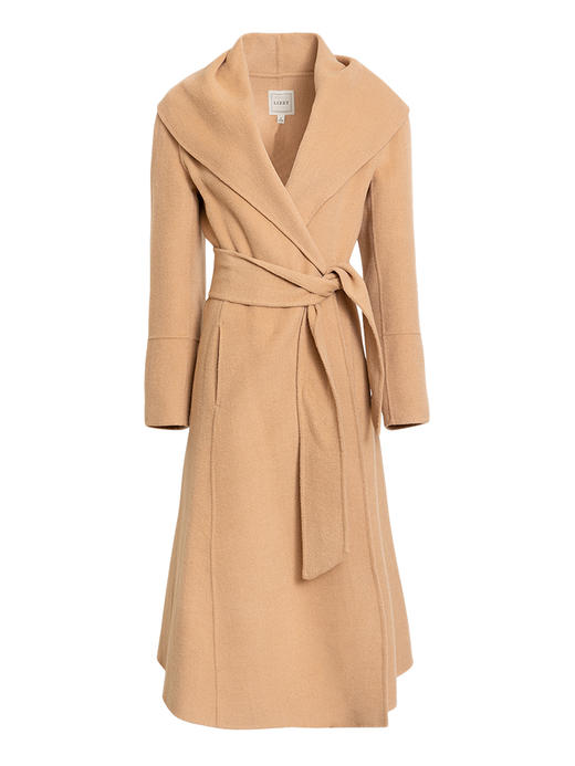 LIZZY 春季法式复古纯手工宽腰带长款双面呢羊毛大衣外套6416 商品图4