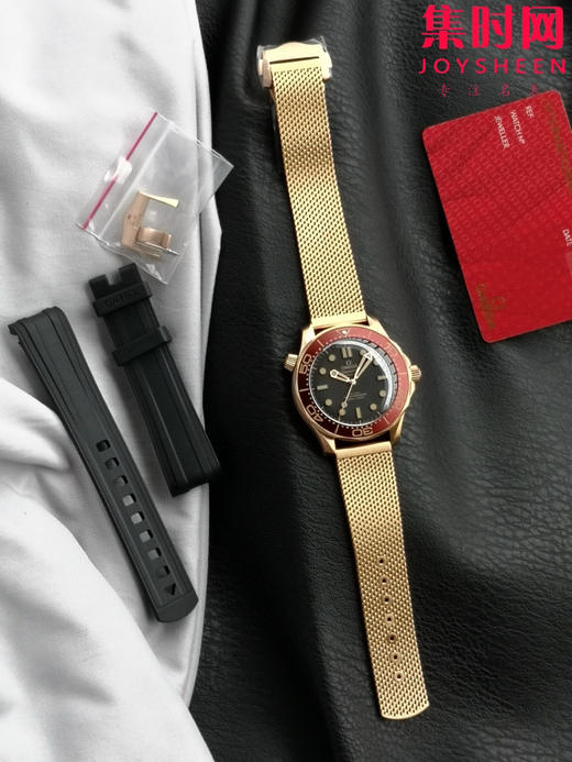 钢铁侠同款 欧米茄VS海马300米系列 男士腕表 新款海马007 青铜金与勃根地红的融合海马300米，VS定制Cal.8806一体 商品图6