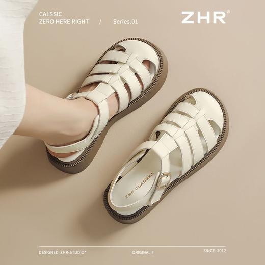 ZHR则则厚底罗马凉鞋2025新款编织猪笼鞋圆头魔术贴女鞋法式凉鞋 商品图9