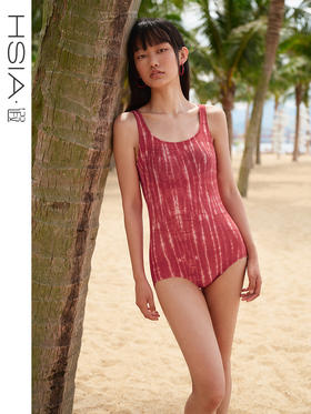 遐高级感扎染印花2025新款性感美背海边遮肉显瘦中小胸连体泳衣女