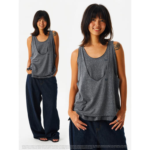 CryingCenter  假两件彩点纱吊带毛边背心 哭喊中心 商品图1