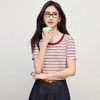 熙世界正肩条纹T恤女士夏季2025新款气质短袖圆领肌理感针织上衣 商品缩略图4