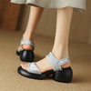 【预售5天】法式简约厚底一字带休闲凉鞋夏新款外穿圆头浅口增高百搭罗马女鞋DTN&300-30 商品缩略图2