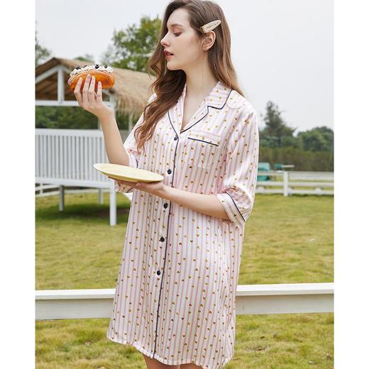 3楼 美标桑蚕丝七分袖睡裙女春夏桑蚕丝丝绸家居服秋330280 商品图0