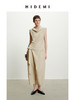 HIDEMI极简设计感不对称扭扭腰拉链破缝多穿式清透感可再生天丝背心茧型裤套装 堆堆领背心/不对称绑带茧型裤  奶茶米/杏仁绿 商品缩略图7