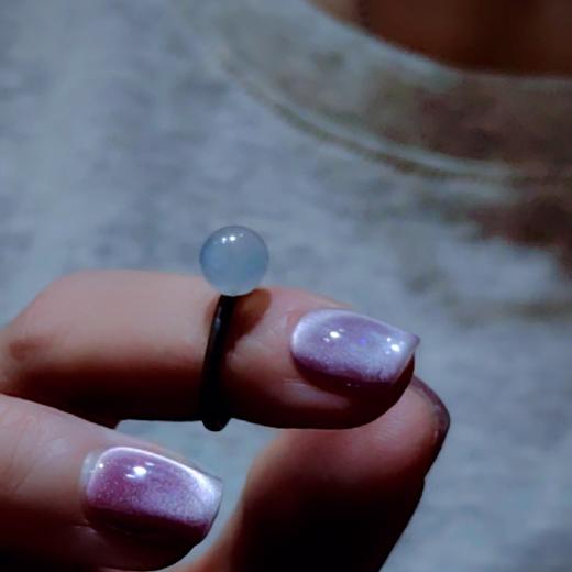 「墨影凝珠」翡翠珠子戒指（特价款）（银电黑金） 商品图1