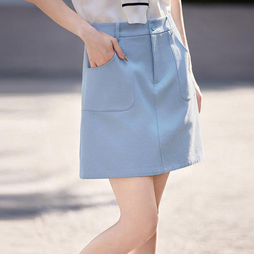 【专属特价】熙世界天丝棉半身裙女夏2025新款复古工装口袋小个子a字包臀短裙 商品图3