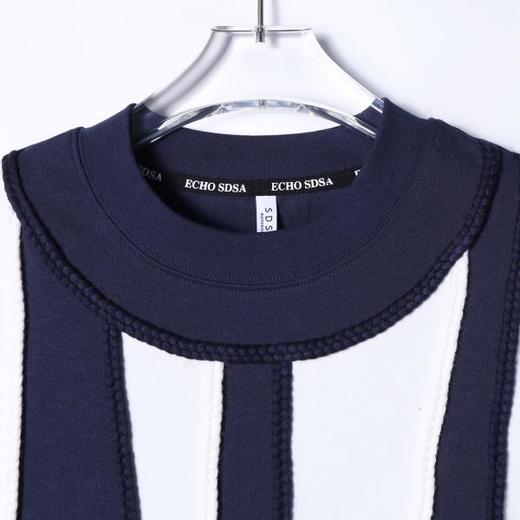 T3957夏季高级感新款男士简约休闲撞色条纹设计短袖T恤时尚圆领上衣潮 商品图2