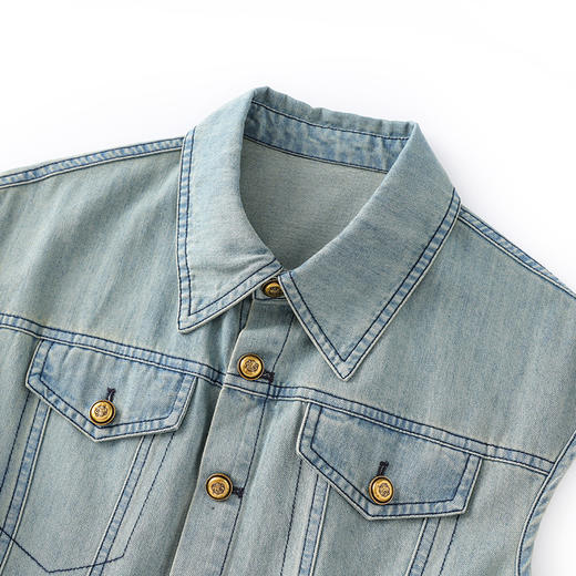 「高货wl」全新升级【铂金会员339/天猫459/差价120】(81713)洛诗琳港风复古怀旧牛仔连衣裙2025夏季无袖法式收腰长裙 商品图2