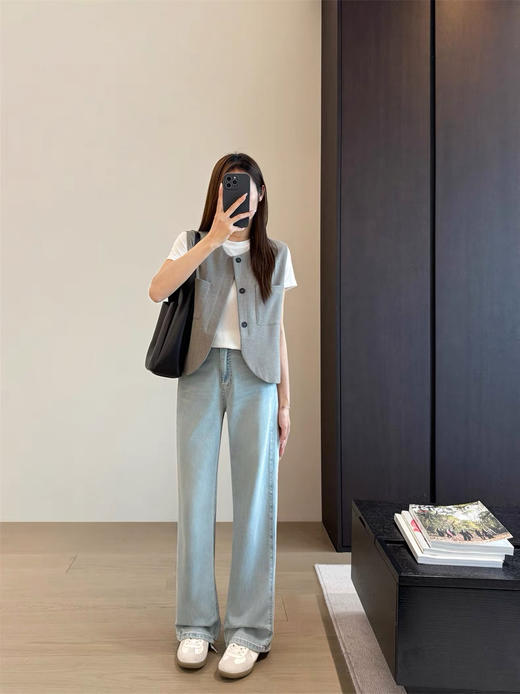 锡现【不退不换】3637 天花板 三醋酸莫代尔 腰窄版阔腿牛仔裤 商品图13