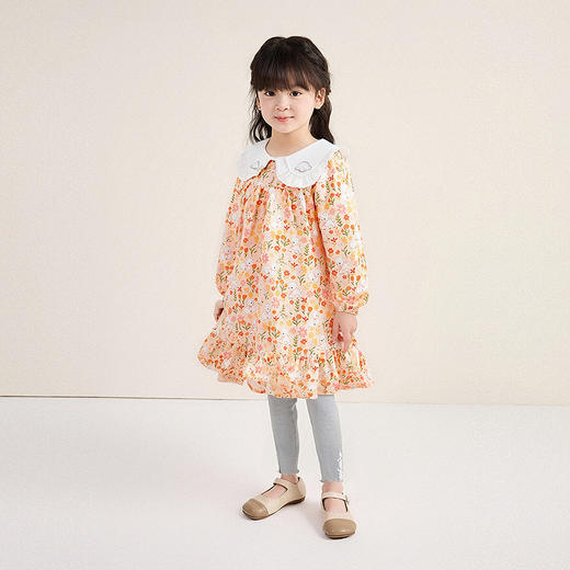 笛莎Deesha 童装女童裤子2025秋新款女童密拷波浪边花边装饰打底裤 商品图2