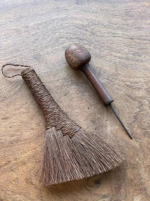 硬木球柄老铁茶针与茶席棕毛刷一组，顺丰包邮 商品图1