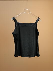 漫物记弹力缎吊带背心黑XYS-W246