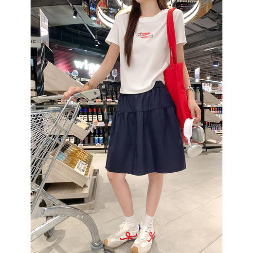 <曾小咸推荐>韩系可爱猫猫印花正肩短袖T恤 商品图1