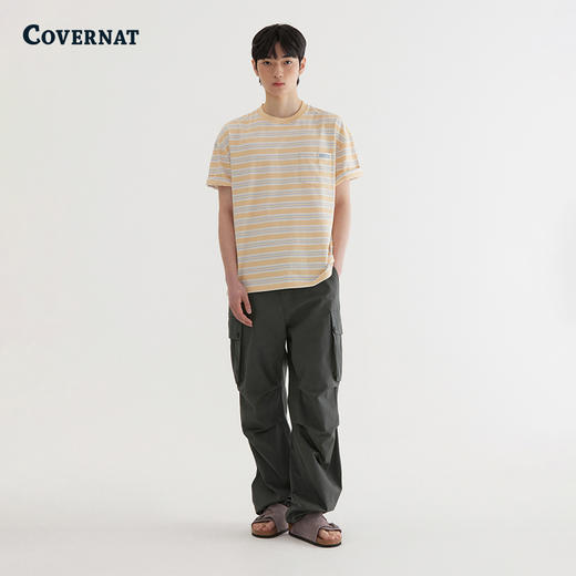 Covernat韩国潮牌短袖条纹撞色男女情侣款休闲T恤宽松2025夏季新CO2502ST08 商品图2