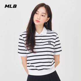 【一口价】MLB女款条纹立领小短款T恤3FPQV0143【无货退款】