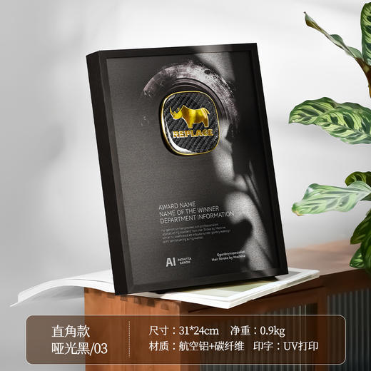 创意金属奖牌碳纤维立体LOGO定制商务合作科技感奖杯授权牌荣誉 商品图3