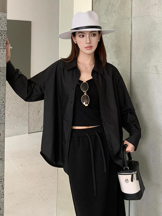 经典百搭抗皱莫代尔混纺宽松轻薄防晒衬衫DG482460A 商品图3