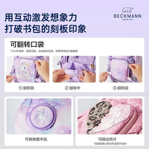【森哥优选】22L挪威Beckmann贝克曼女男孩1-3-6年级学生减压儿童护脊双肩书包 商品图4