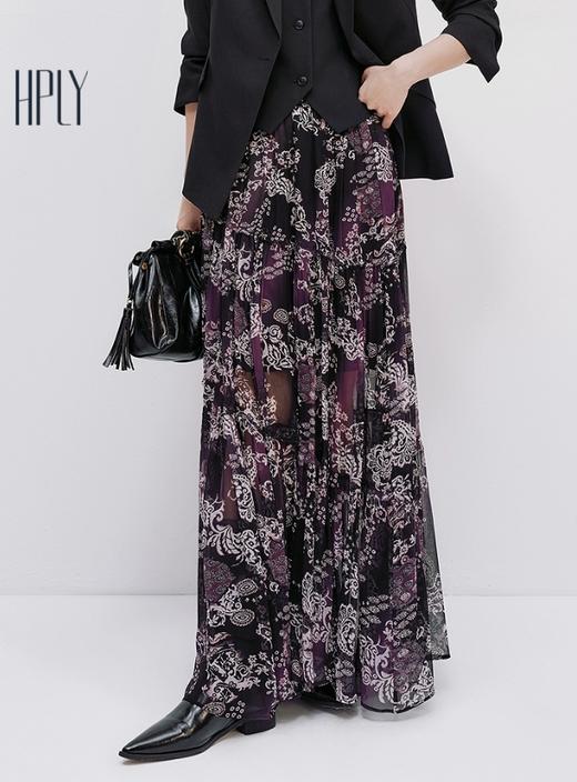 【大都会】HPLY荷比俪2025夏新款女含棉优雅印花通勤度假半身裙 商品图0