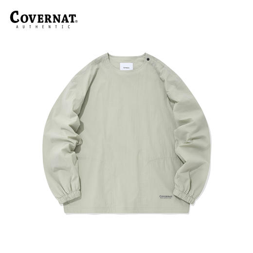 Covernat韩国潮牌圆领套头卫衣无性别春字母刺绣纯色宽松上衣CO2201CR40 商品图2