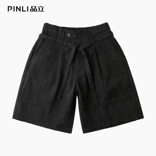 PINLI品立2025夏季新款暗纹宽松直筒短裤男士潮流休闲百搭五分裤B252117090 商品图3