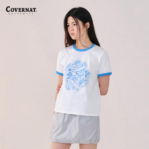 covernat韩国潮牌女士四叶草心形T恤清新潮流时尚短袖2024夏CO2402ST71 商品图4