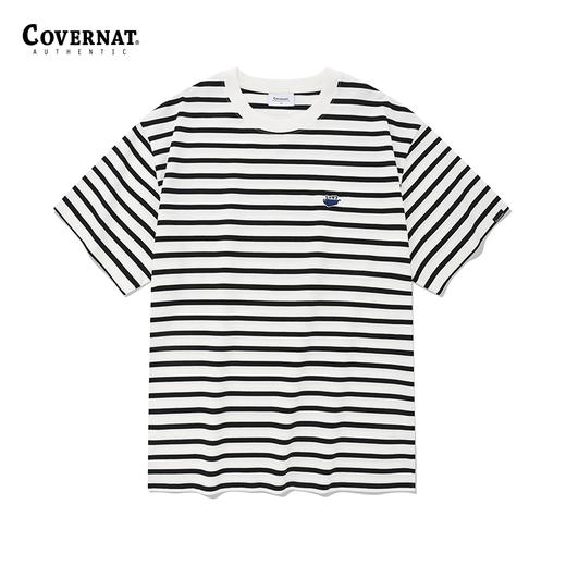 covernat韩国潮牌短袖T恤男女情侣款撞色细条纹圆领纯棉上衣CO2302ST20 商品图3