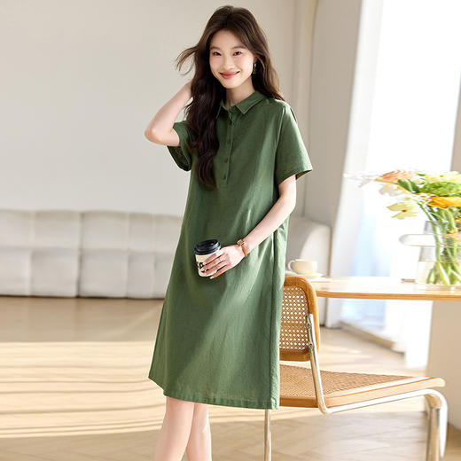 丁摩 大码宽松棉麻连衣裙女夏季新款遮肚时尚显瘦长裙子5ZF-2550 商品图1