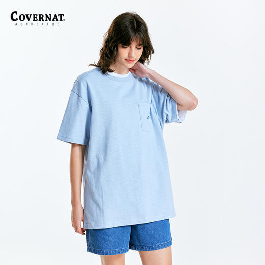 covernat韩国潮牌情侣款中性款竹节棉标志口袋T恤短袖男女CO2302ST27 商品图3