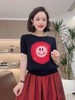 清仓价2025~黑色笑脸镂空针织短袖T恤-喜出 商品缩略图0