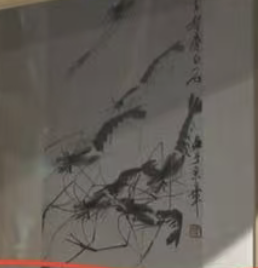 齐白石卡纸画 - 虾趣图