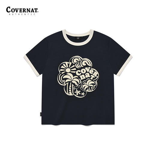 covernat韩国潮牌女士四叶草心形T恤清新潮流时尚短袖2024夏CO2402ST71 商品图1