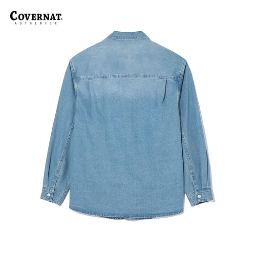 covernat韩国潮流宽松休闲男女同款纯棉半开襟牛仔衬衫24秋冬CO2403SH03 商品图1