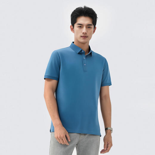 【含桑蚕丝】圣得西男士短袖POLO衫2025商务休闲新款多彩时尚T恤 商品图2
