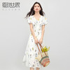 【专属特价】熙世界法式植物碎花连衣裙女夏天2025新款收腰显瘦鱼尾摆V领裙子 商品缩略图0