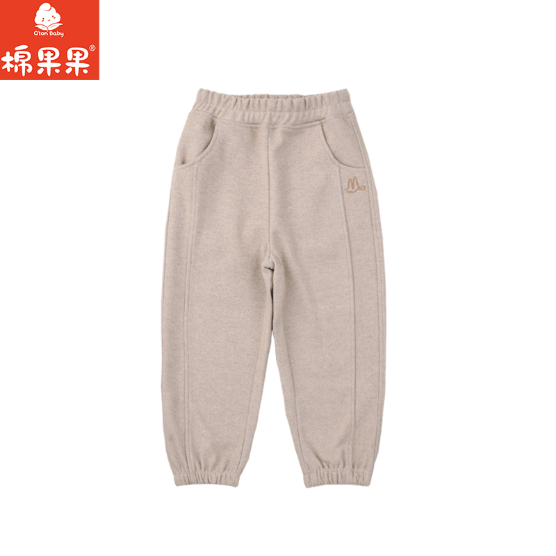 棉果果秋季新品女童米杏色针织长裤M322200425419