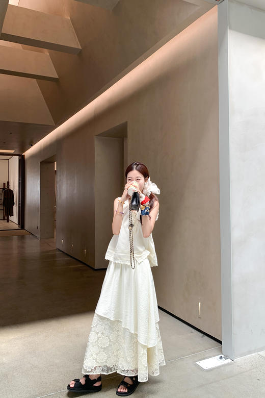 <曾小咸推荐>温柔系蕾丝花边拼接双层半身裙 商品图5