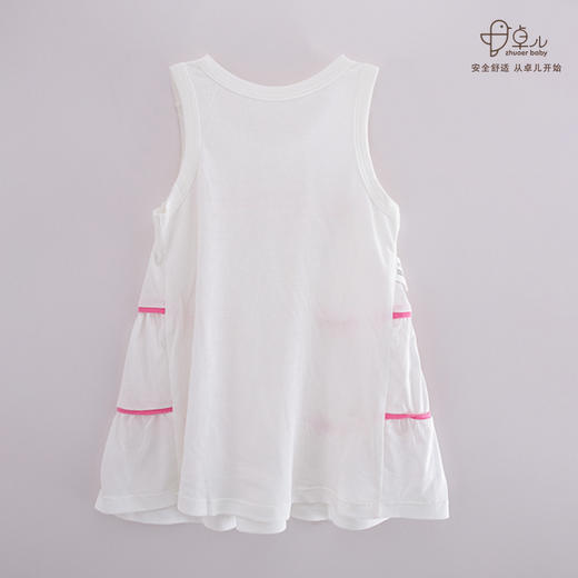 【无袖连衣裙】卓儿夏季女童裙子纯棉简约薄款花边短袖中长款连衣裙 商品图8