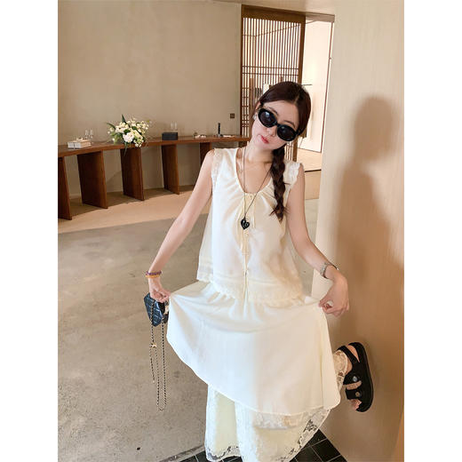 <曾小咸推荐>温柔系蕾丝花边拼接双层半身裙 商品图3