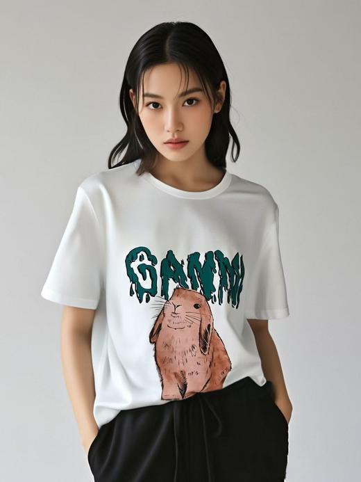 七夕福利-NO退~潮牌小兔子涂鸦字母短袖T恤M1-1-喜出 商品图2