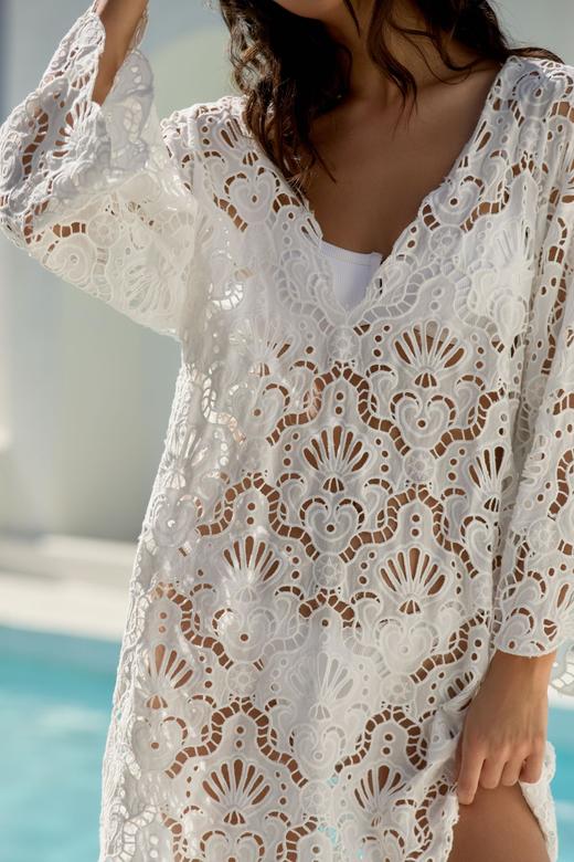 Farm Rio - Seashell Eyelet Mini Dress - White - 女装 - 连身裙 - 白色 商品图2