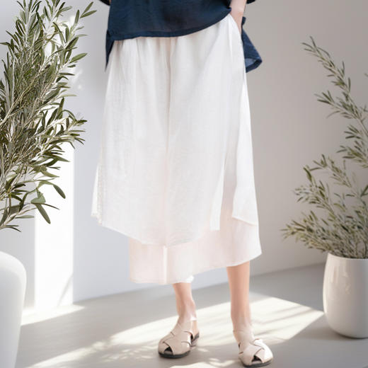 现货 臣禾	【纳凉裙裤】 再生纤维垂感松紧腰九分无龄阔腿裤	JZ252060475 商品图0